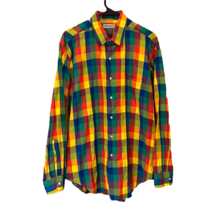 Bullock & Jones Men's Long Sleeve Rainbow Checkered Button-Up Shirt Size Large